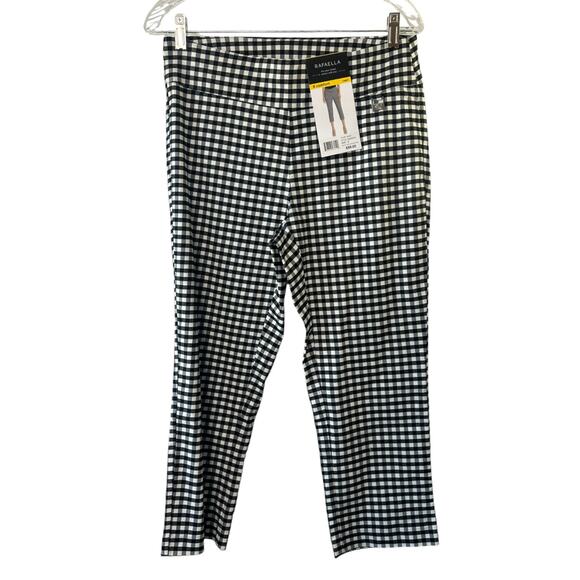Rafaella Black & White Check Print Comfort Pull-On Capri Pants Womens Size 8 NEW - Picture 1 of 6
